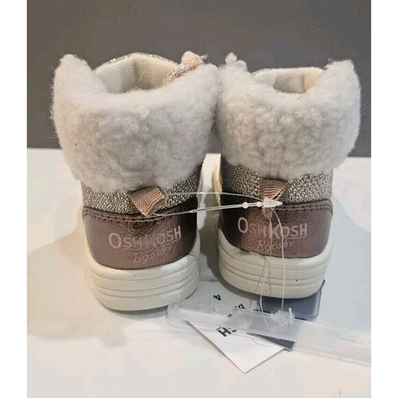OshKosh B'Gosh NWT Toddler Farrah Ankle Boot High Top Size 4 Gold Metallic Pink - Picture 4 of 8
